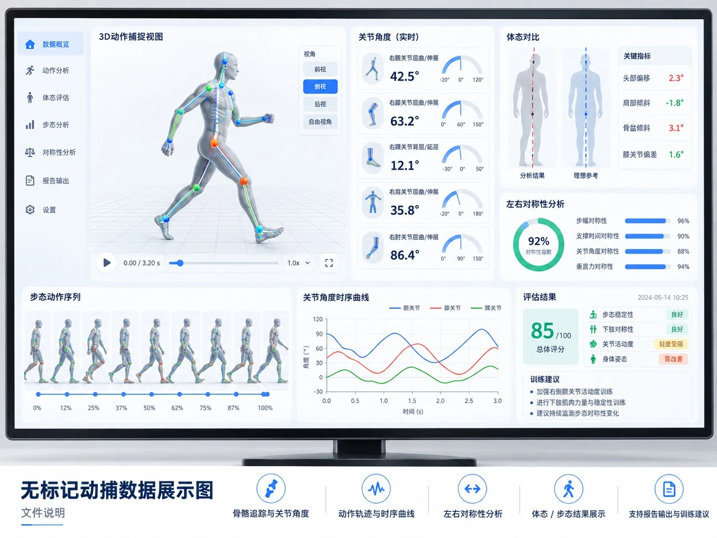 动作数据与报告展示示意
